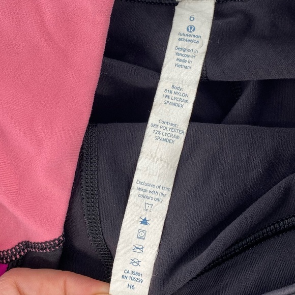 Lululemon Yoga Pants Black Pink Size 6 Regular - Picture 4 of 5
